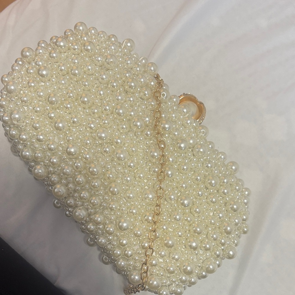Elegant Pearl-Embellished Clutch